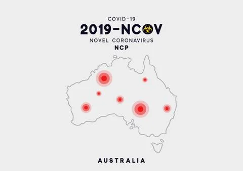 Australia Map infographics, Localization of the outbreak of Virus Covid 19. N Stock Illustration