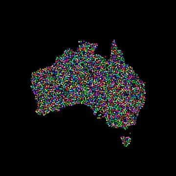 Australia map. Isolated on black background. Vector illustration. 스톡 일러스트