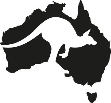 Australia map with kangaroo Stock Illustration