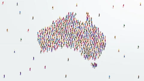 Australia Map A large group of people form to create the Australian map. 4K Stock Footage 158869557