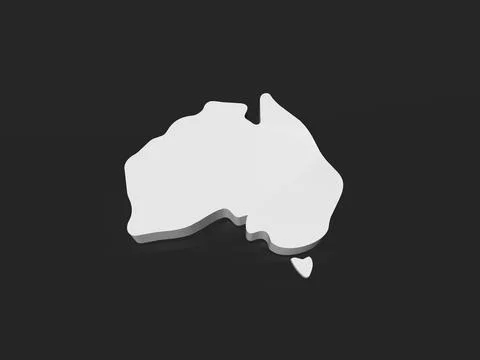 Australia Map Logo 3D Rendering Illustration Low Poly 3d render illustration  Stock Illustration