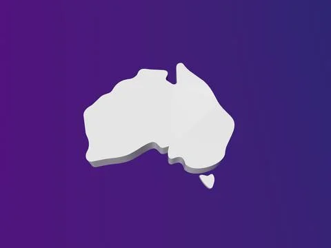 Australia Map Logo 3D Rendering Illustration Low Poly 3d render illustration  Stock Illustration