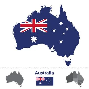 Australia map mixed with flag Illustrazione stock