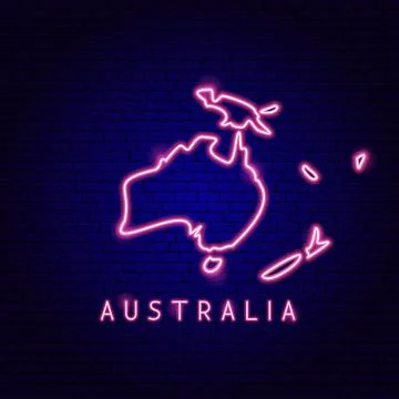 Australia Map Neon Silhouette Stock Illustration