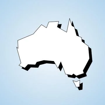 Australia map outline - continent shape sharp polygonal geometric style vecto Stock Illustration