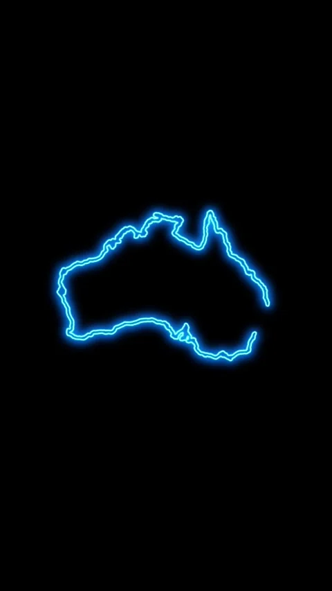 Australia Map Outline Neon Lights Stock Footage 333055770