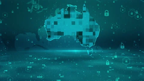 Australia Map Password Security Digital Business Technology Background Stock Footage 339044336