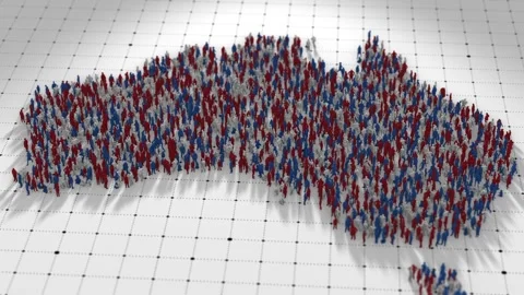 Australia Map Propulation Growth Increase Resource Demand  Stock Footage 310371658
