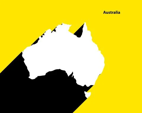 Australia Map on retro poster with long shadow Stock Illustration