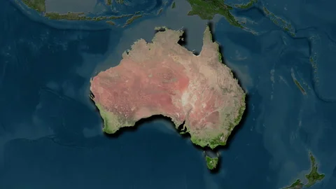 Australia map - solid. Shadow. Satellite. Stock Footage 147430691