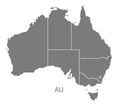 Australia Map with states grey Stock Illustration