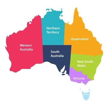 Australia map with states. Infographic vector illustration. Colorful vector Stock Illustration