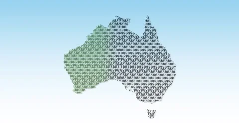 Australia map using binary codes on white background Stock Footage 290091145