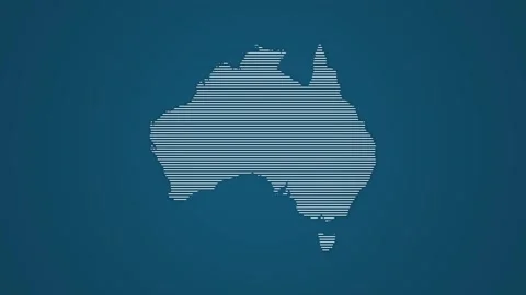 Australia map using straight lines pattern on blue background Видео 290091078