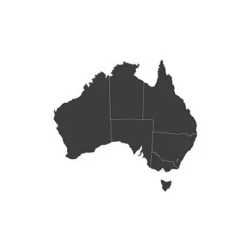 Australia map vector, on white background, vector illustration. Ilustración de archivo