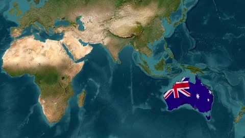 Australia map with waving flag Stock Footage 294129071