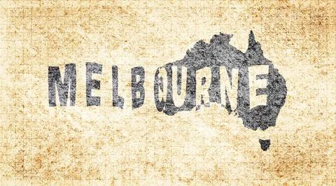 Australia Melbourne Typography Map Stock Illustration