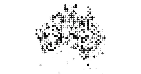 Australia Motion Map Formed from Dots Stock Footage 312347904