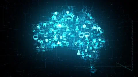 Australia Network data security cloud computing Internet of things IOT techno Stock Illustration