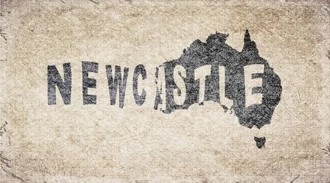 Australia Newcastle Typography Map Stock Illustration