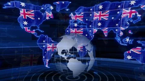 Australia news technology earth map background Stock Illustration