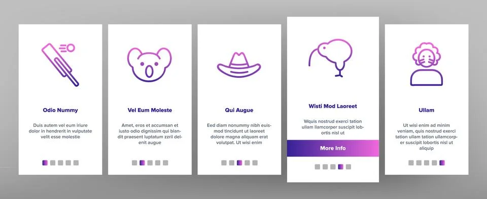 Australia Onboarding Icons Set Vector Stockillustratie