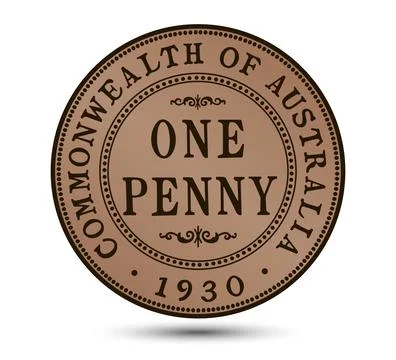 Australia One Penny Coin. Vector illustration. Stock Illustration