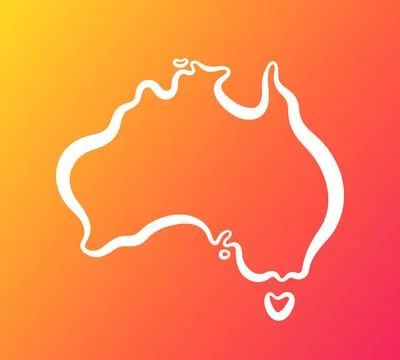 Australia - Outline Map on Gradient Background Stock Illustration
