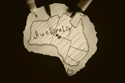 Australia outline map Stock Photos