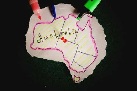 Australia outline map Stock Photos