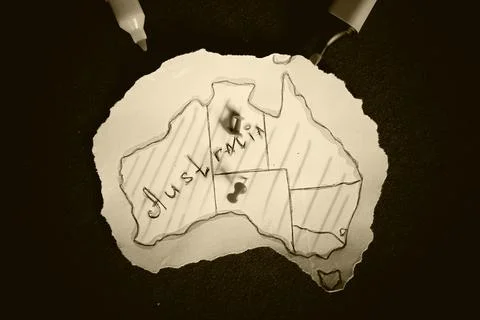 Australia outline map Stock Photos