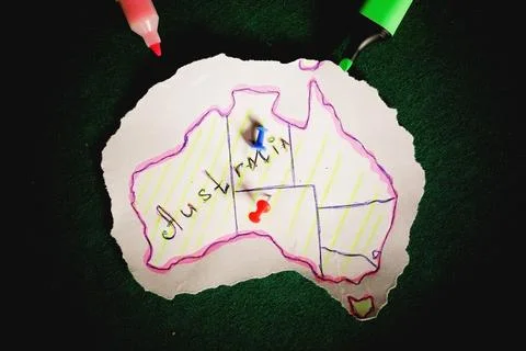 Australia outline map Stock Photos