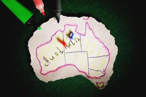 Australia outline map Stock Photos