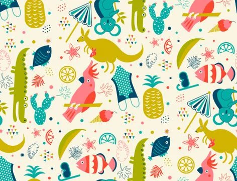 Australia pattern seamless design graphic Stockillustratie
