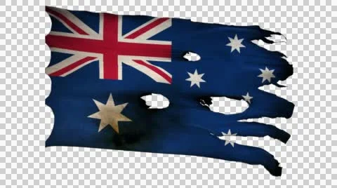 Australia perforated, burned, grunge waving flag loop alpha 스톡 동영상 45854953