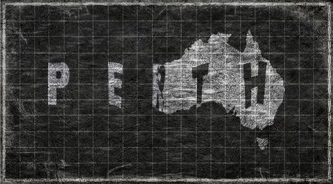 Australia Perth Typography Map Stock Illustration