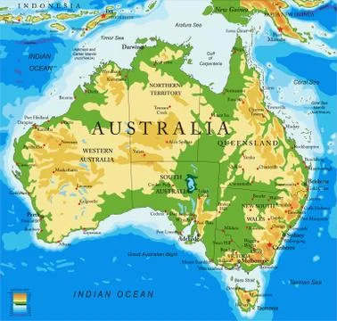 Australia-physical map Stock Illustration