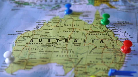 Australia On The Physical Map Of The World. Stock Footage 114507700