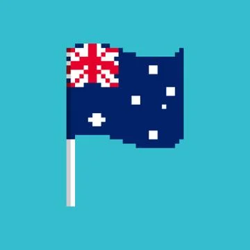 Australia Pixel flag. Pixelated banner Australian. political bit icon. Vector Stock Illustration