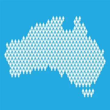 Australia population. Statistic map made from stick figure people Stock Illustration