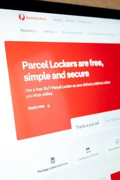 Australia post displaying parcel lockers benefits and services Stock Photos