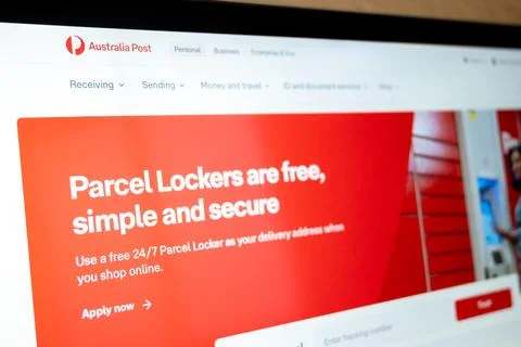 Australia post showcasing parcel locker delivery service Stock Photos