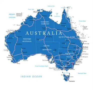 Australia road map Stock Illustration