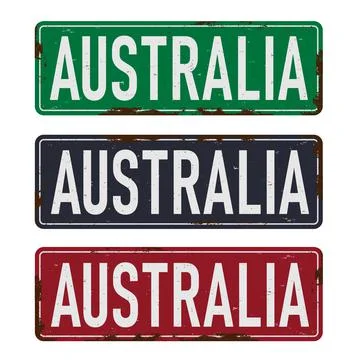 Australia road sign set vector illustration, road table Stock Illustration