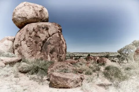In australia the rocks  of devil  marble Stock Photos
