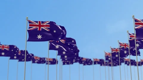 Australia Row Of Flags Animation Stock-Footage 148618824