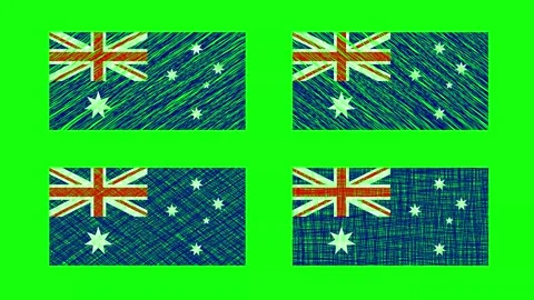 Australia Scribble Animation on Green Screen Background. Looping seamless Stock Footage 225684733