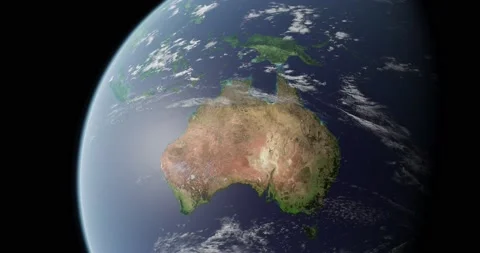 Australia seen from space during daytime. Earth rotating slowly. Satellite Stock Footage 130522956