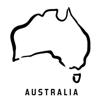 Australia simple map outline - smooth simplified continent shape map vector. Stock Illustration