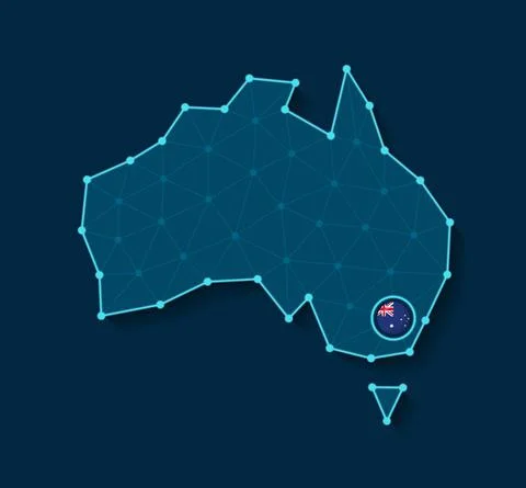 Australia simplified vector map in a digital blue design Illustrazione stock